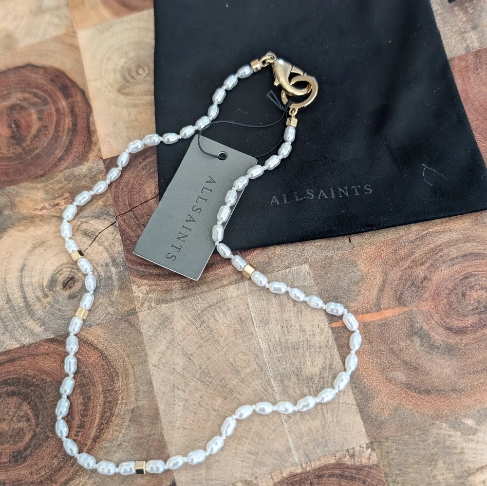 All Saints 8–8.5mm Freshwater Pearl Collar Necklace + Logo Dust Bag Nwt ❤️ - Picture 7 of 7